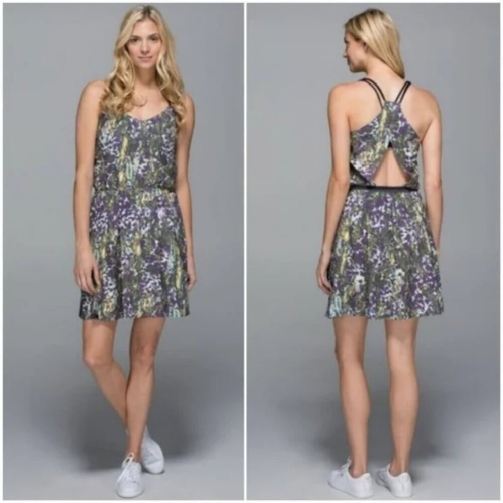 Lululemon City Summer Dress Floral Sport White Multi Size 4 Activewear Tennis